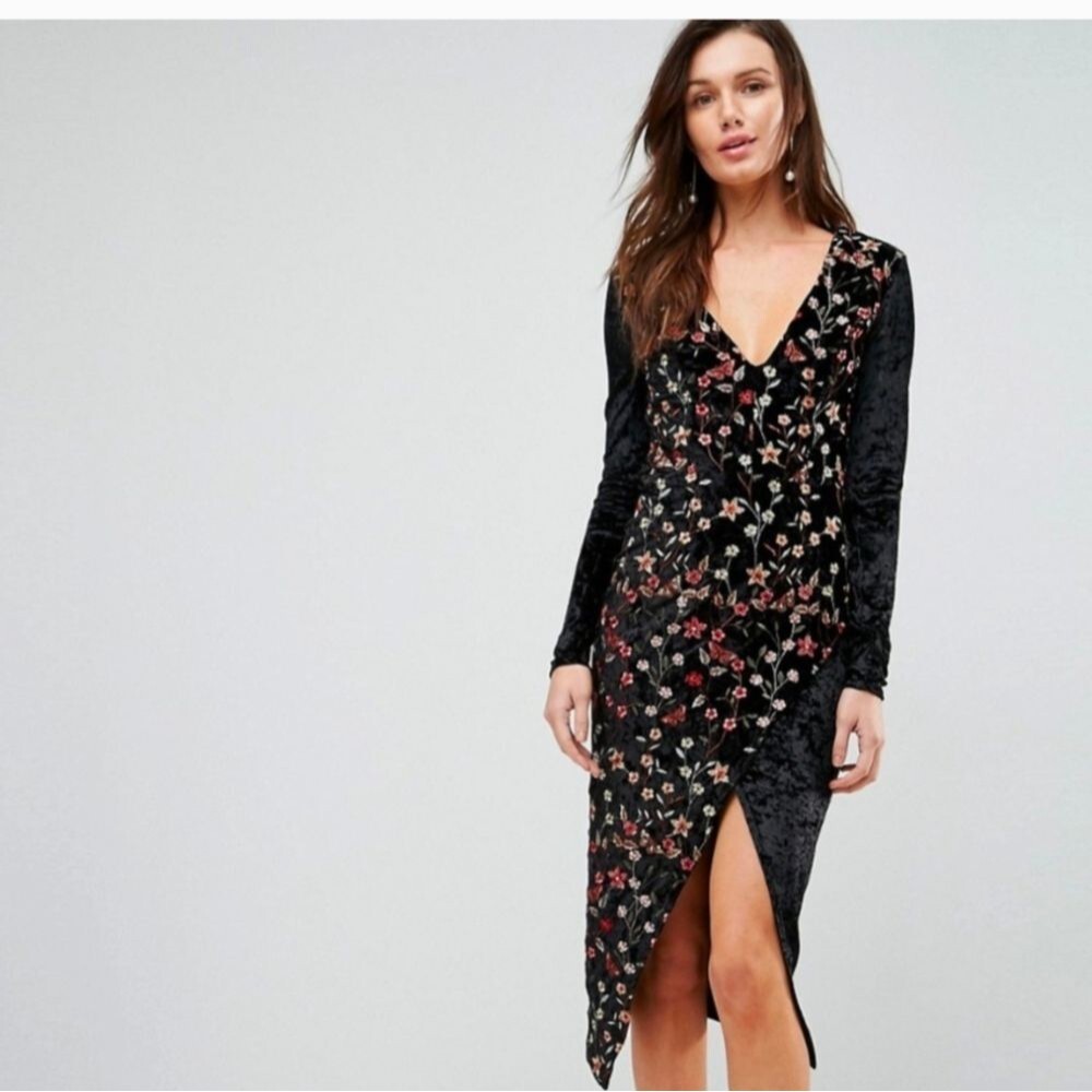 Club L London Asos velvet embroidered dress